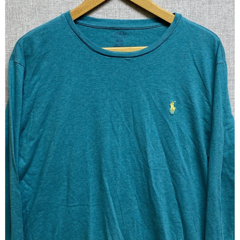 Polo‎ Ralph Lauren Shirt Mens Medium Green Crew Neck Long Sleeve Cotton